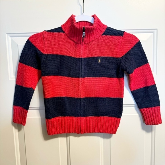 Polo Ralph Lauren Stripe Full Zip Sweater 4T - Picture 1 of 11